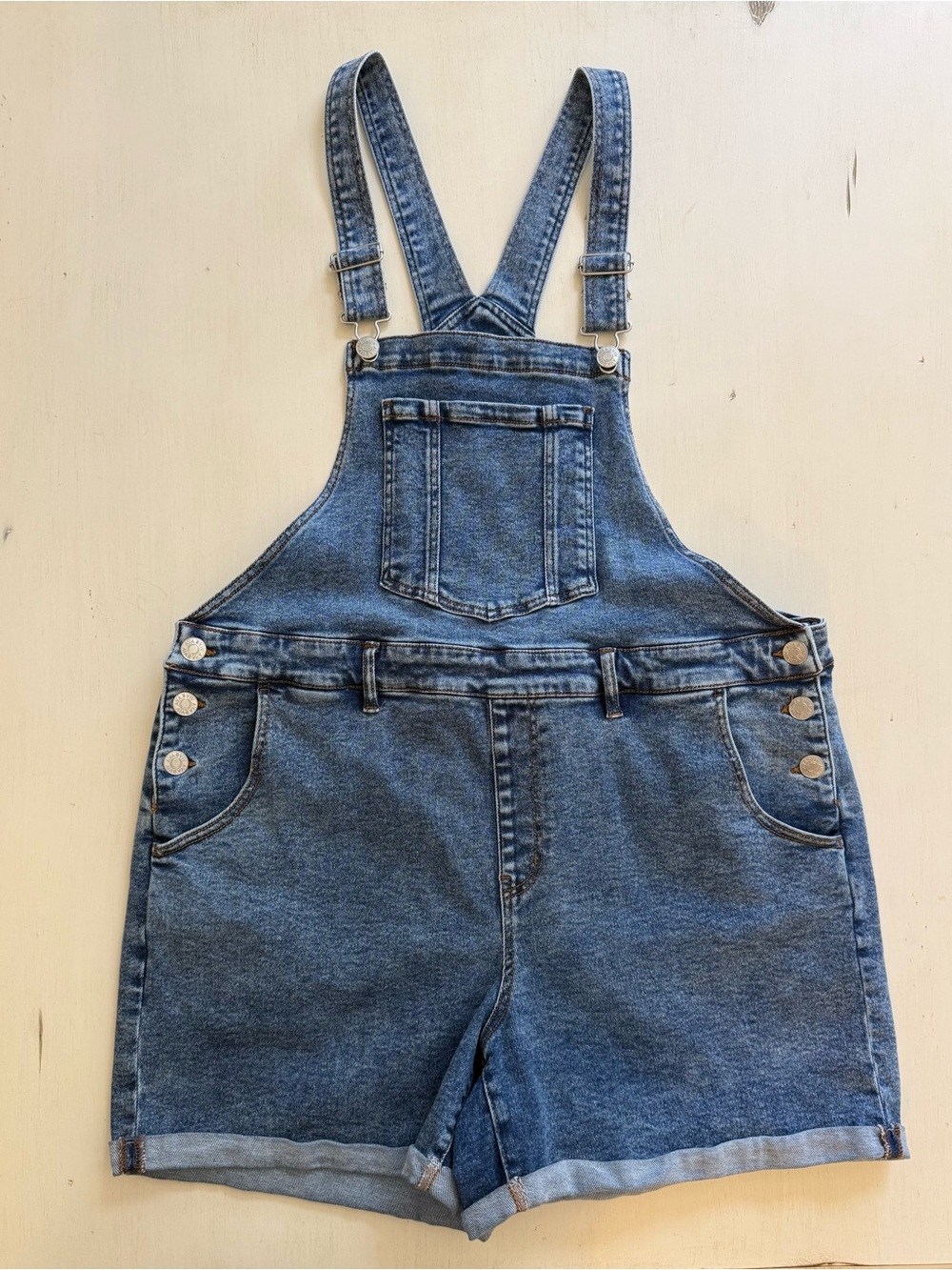 Ava & Viv Light Blue Denim Short Overalls Sz 17